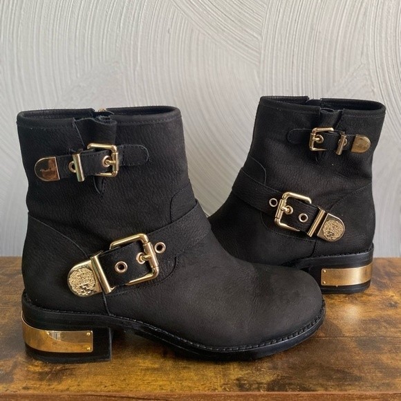Vince Camuto Shoes - Vince Camuto moto boots, black/gold, size 7